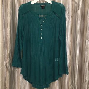 Lucky Brand 3/4 sleeve sheer button down